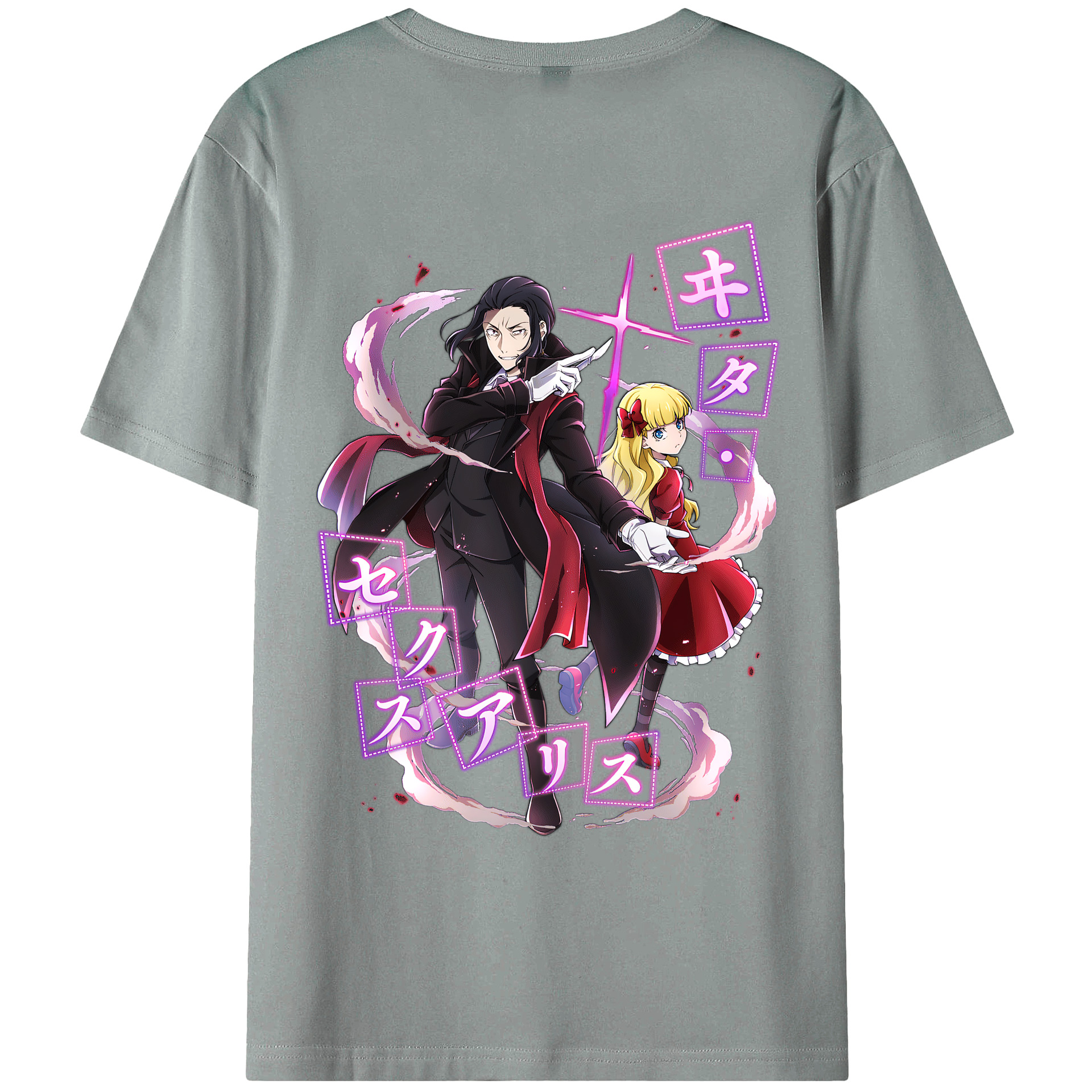 （画像用） 文豪ストレイドッグス Bungo Stray Dogs 綿100％ メンズ半袖Tシャツ（バックプリント） 通気性